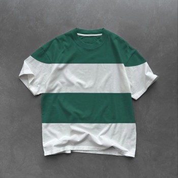 Erkek  Kısa kol Bisiklet Yaka Parçalı T-Shirt - Yeşil